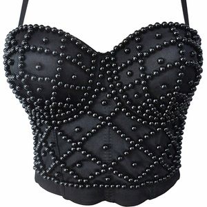 Sexy black bra top studded